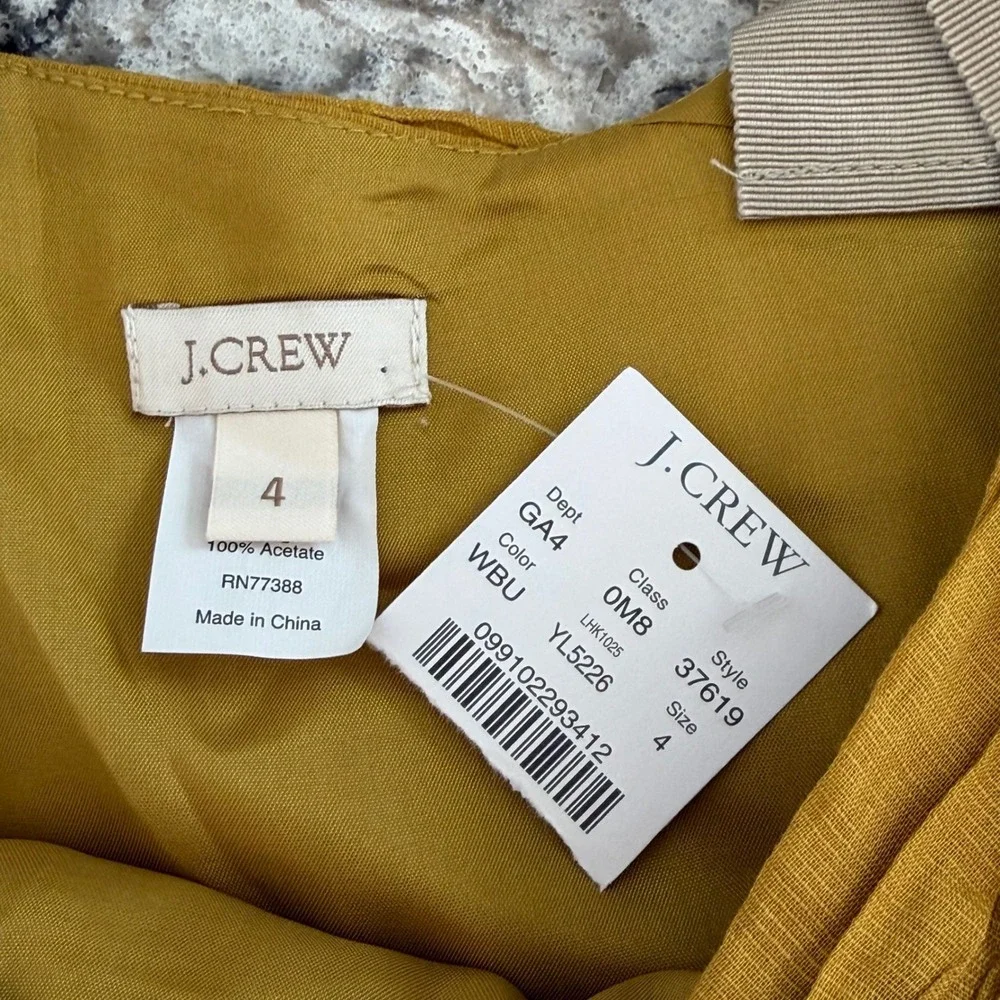 NEW J. Crew Women's Sun Dress Mustard Yellow Cotton Pleated Sleeveless SZ 4 NWT‎